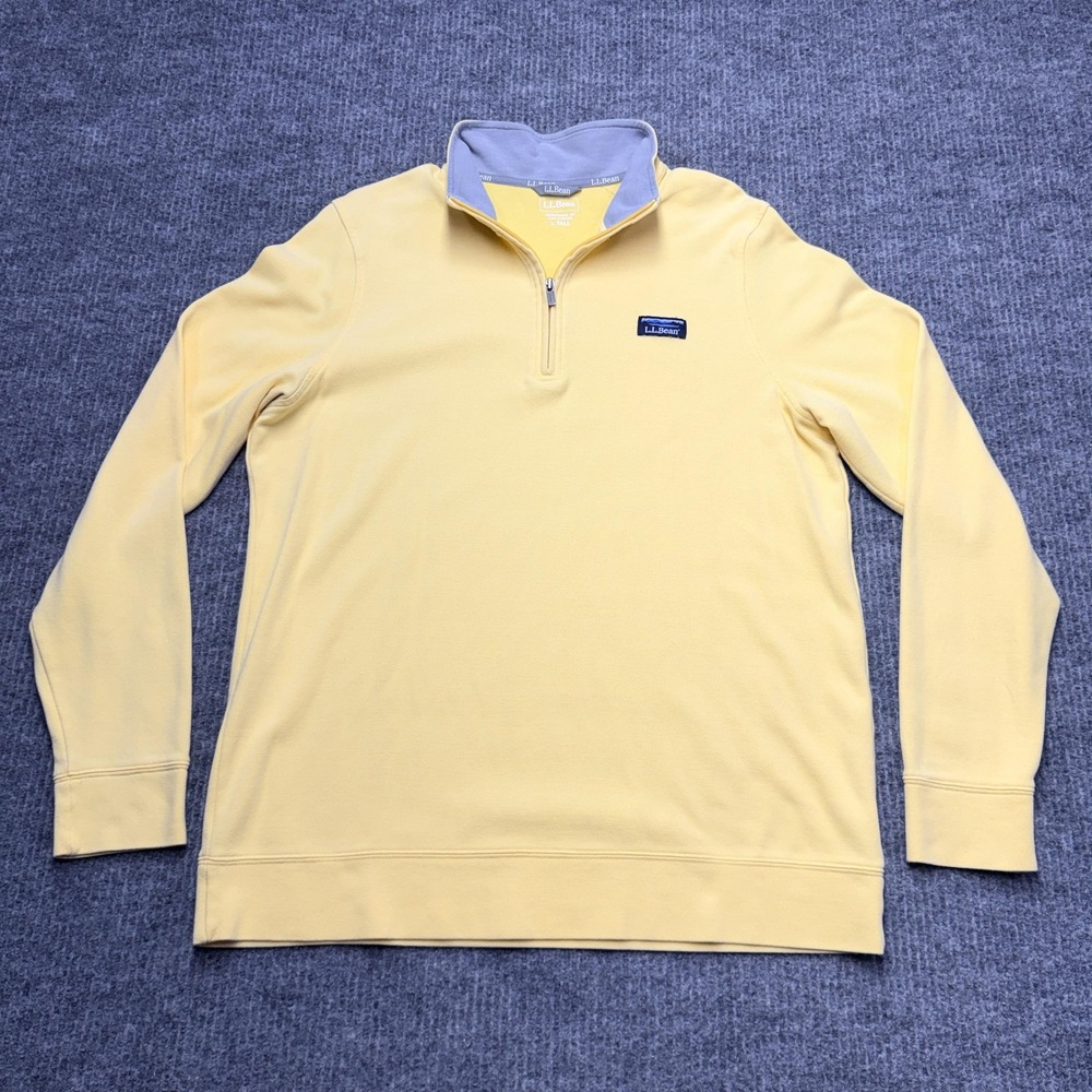 L.L.Bean Mens L Tall Quarter Zip Pullover Yellow Sweatshirt Traditional Fit